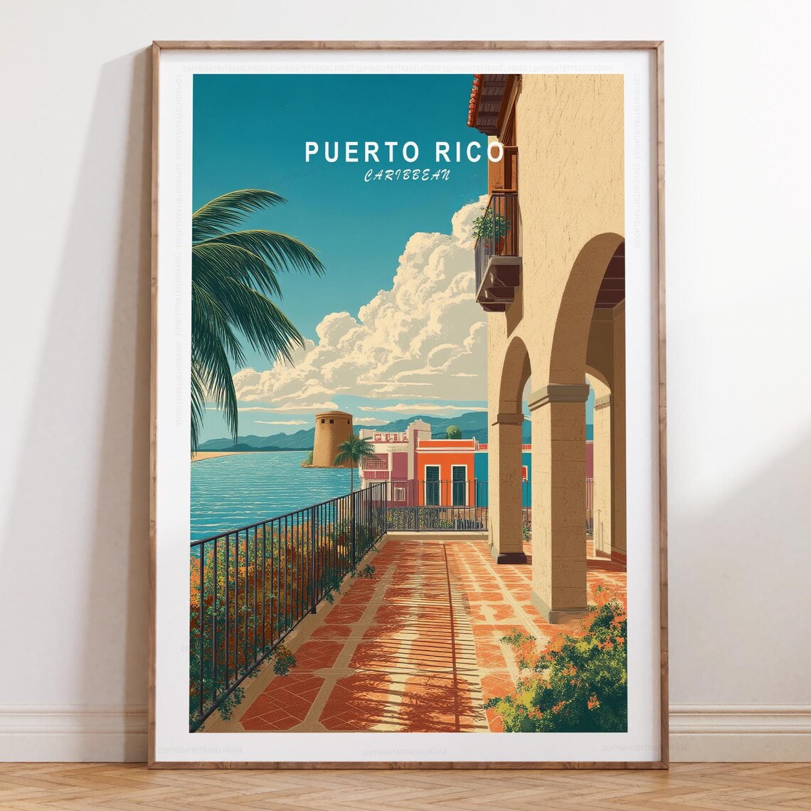 Puerto Rico Wall Art Print Caribbean Travel Poster Minimalist Home Decor