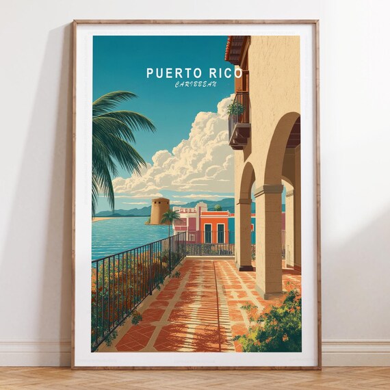 Puerto Rico Wall Art Print Caribbean Travel Poster Minimalist Home Decor