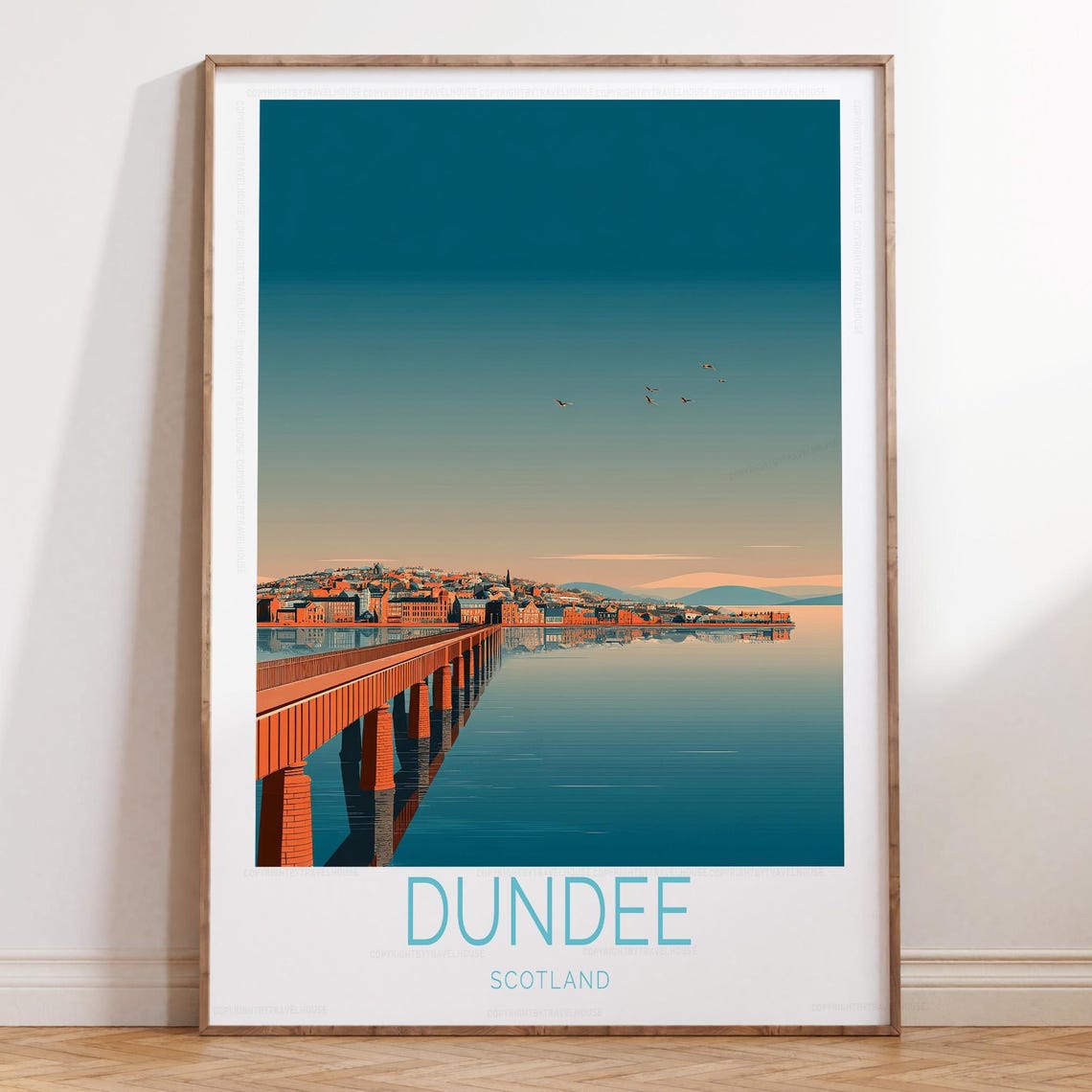 Dundee Scotland Tay Bridge Waterfront Dawn Calm Scene Poster