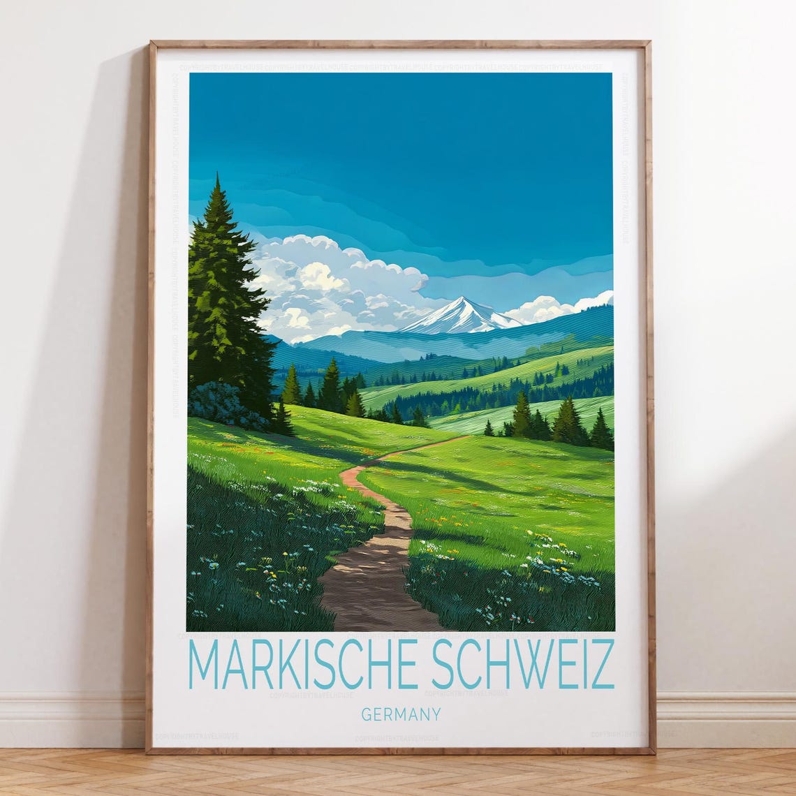 Märkische Schweiz Germany Alpine Meadow Trail Vintage Travel Poster