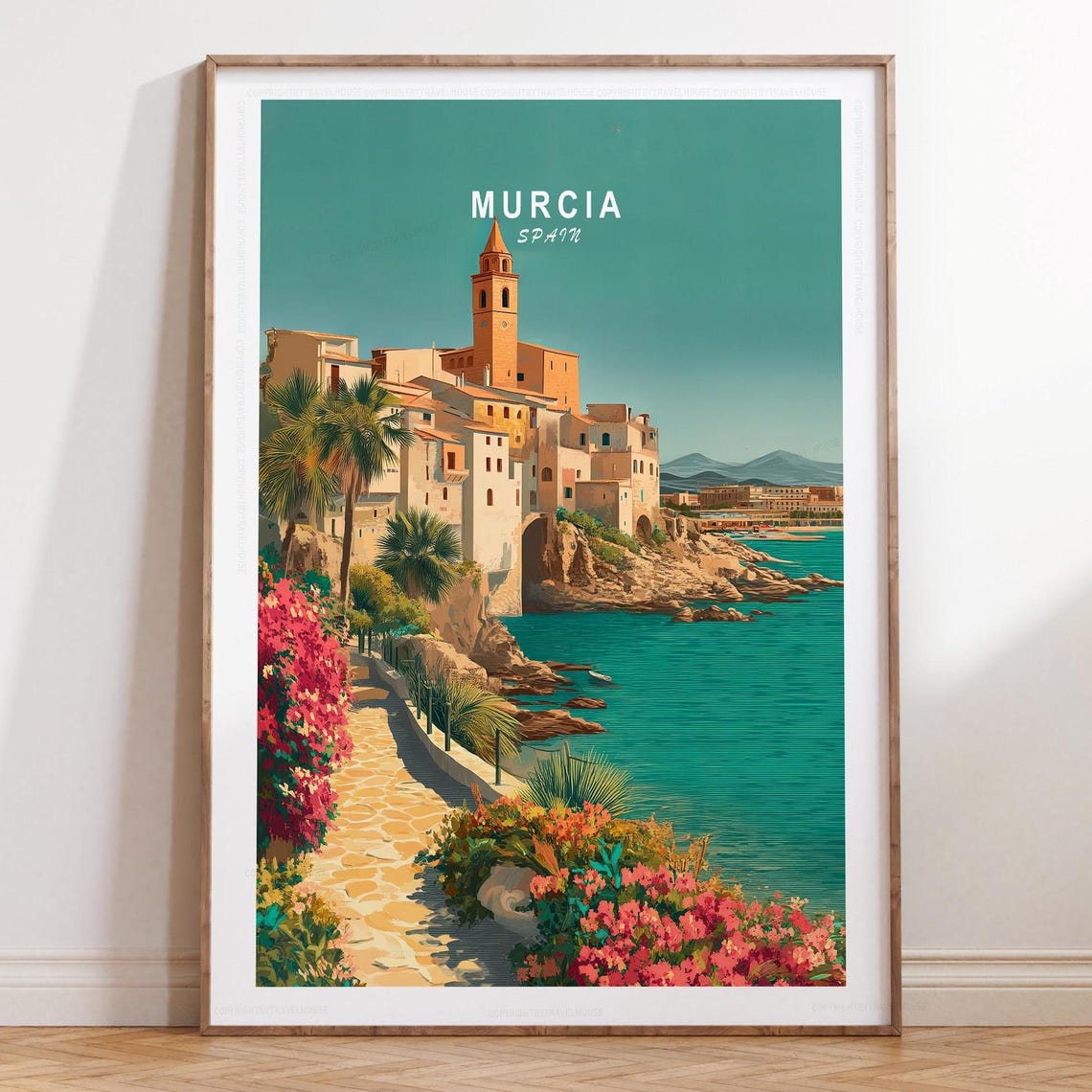 Murcia Spain Coastal Old Town Turquoise Seaside Travel Poster