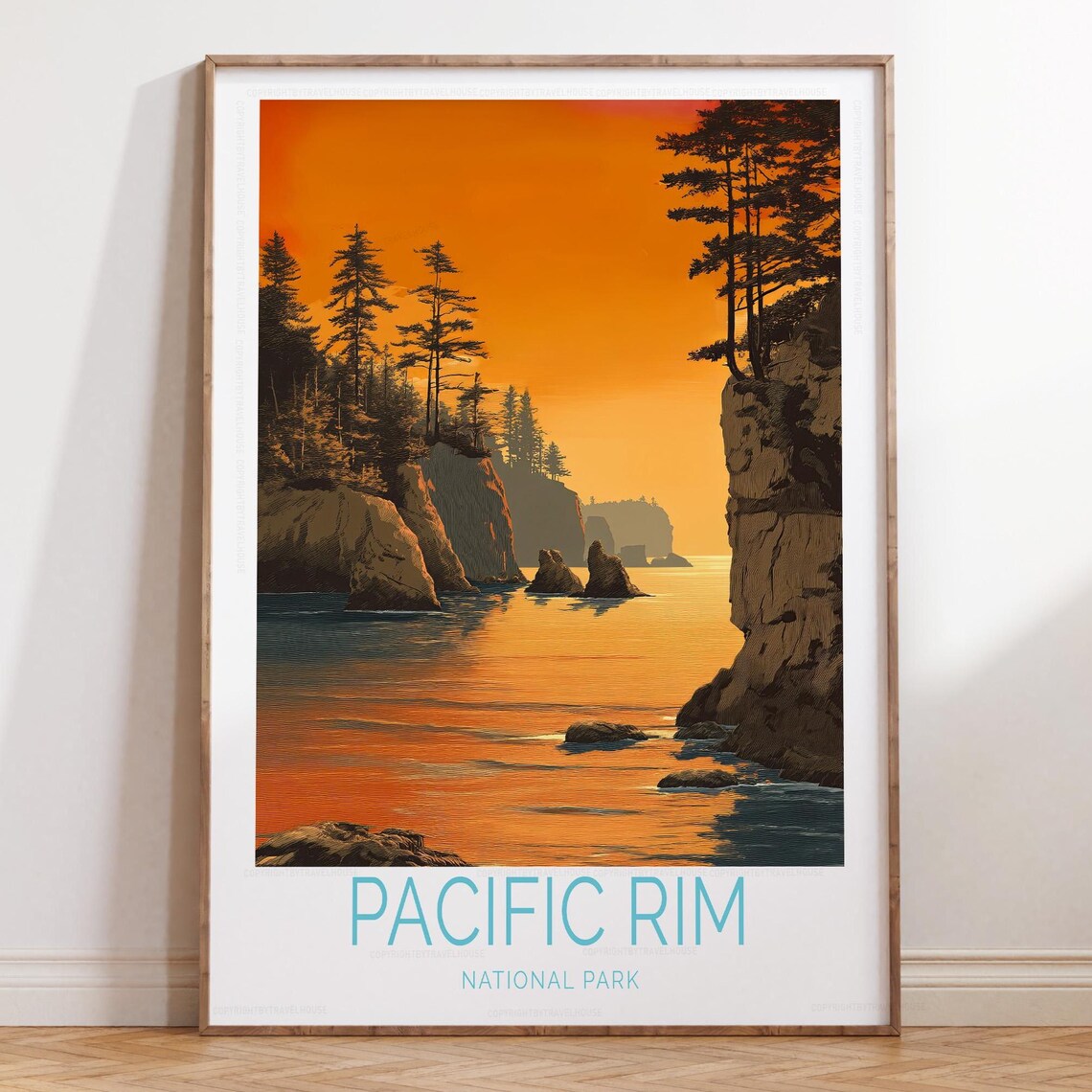 Pacific Rim National Park Sunset Rocky Coastline Travel Poster