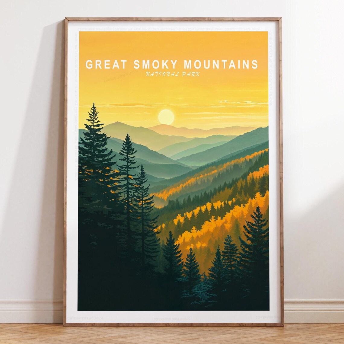 Great Smoky Mountains Sunrise National Park Travel Art Poster
