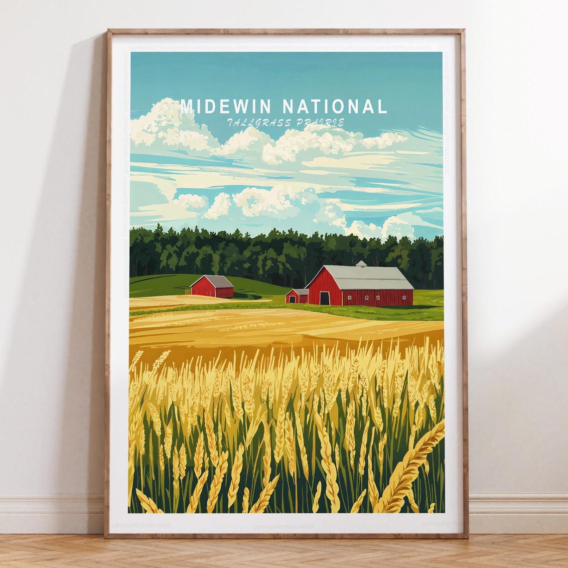 Midewin National Tallgrass Prairie Red Barn Farm Field Poster