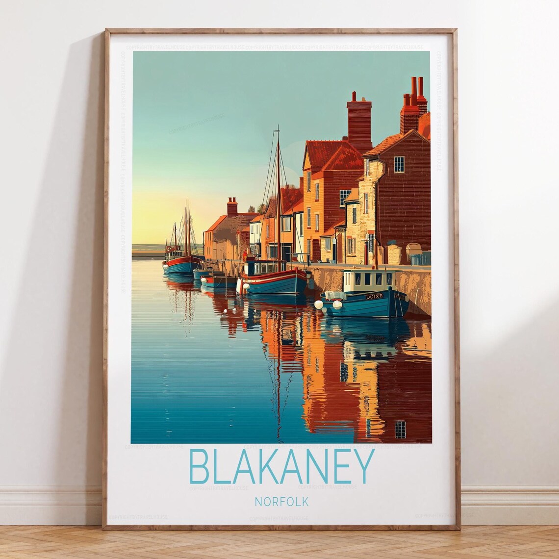 Blakaney Norfolk Sunset Harbor Reflection Boat Travel Art Poster