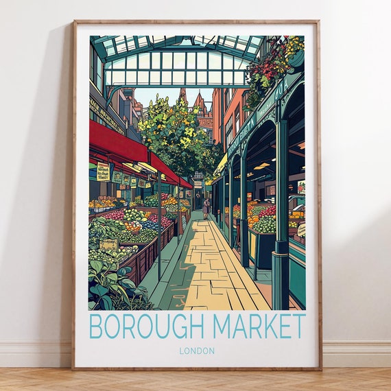 Borough Market London Travel Poster, Wall Art Print