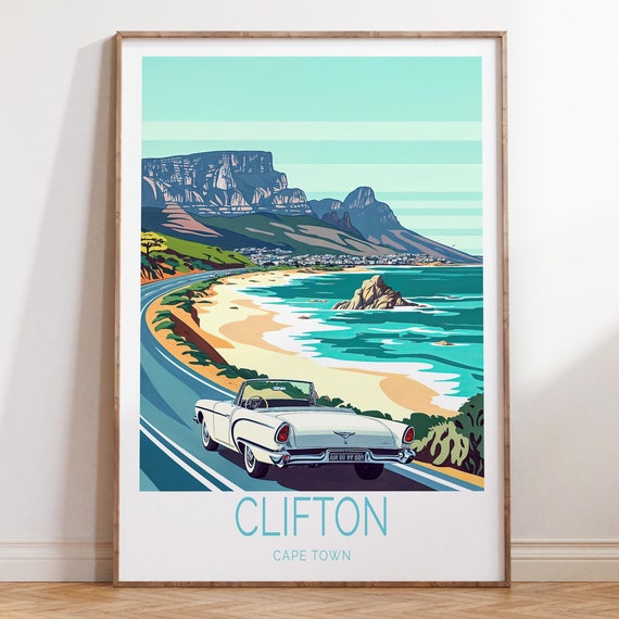 Clifton Custom Travel Poster Cape Town Wall Art Print City Personalised Gifts Home Decor