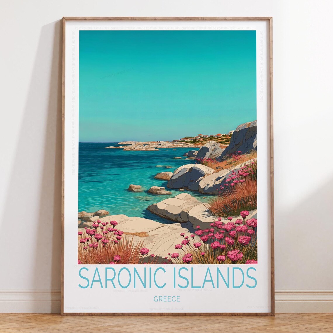 Saronic Islands Greece Rocky Shoreline Aegean Sea View Poster