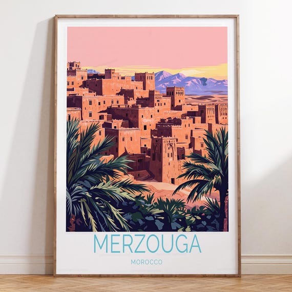 Merzouga Morocco Travel Print Wall Art Poster Personalised Gifts Home Decor