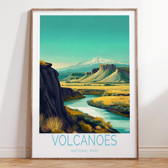 Volcanoes National Park Desert River Landscape Minimalist Poster