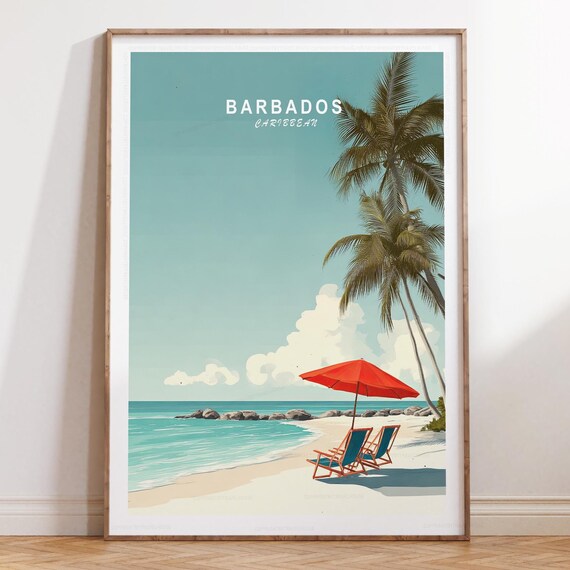 Barbados Travel Print Caribbean Poster Wall Art Minimalist Birthday Gifts