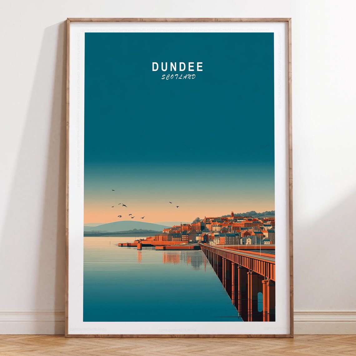 Dundee Scotland Waterfront Bridge Golden Hour Glow View Poster