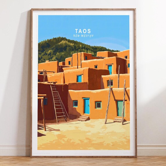 Taos New Mexico Travel Print Wall Art Minimalist Poster Housewarming Gifts