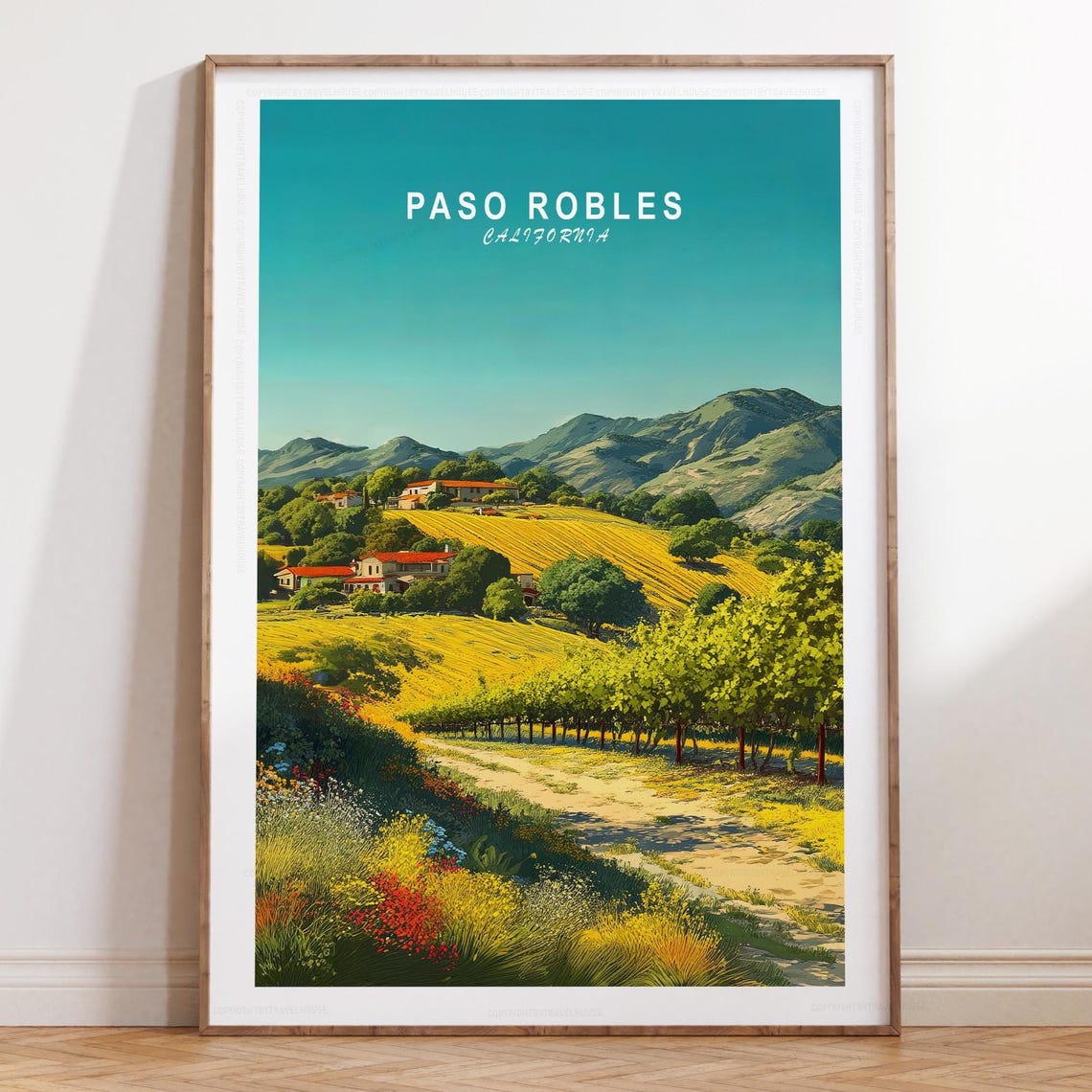 Paso Robles California Wildflower Meadow Vineyard Sunset Poster