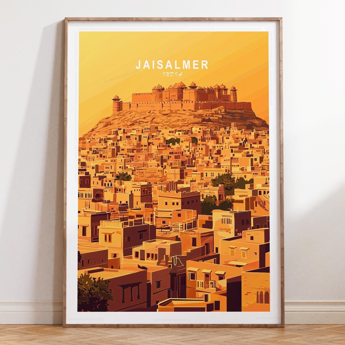 Jaisalmer India Golden City Fort Warm Sunset Travel Art Poster