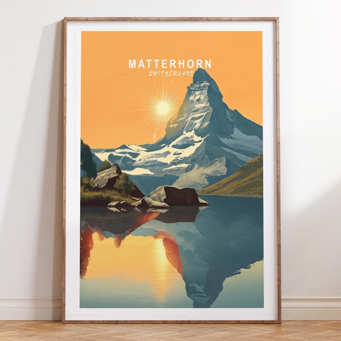 Matterhorn Switzerland Sunrise Sky Text Layout Travel Poster