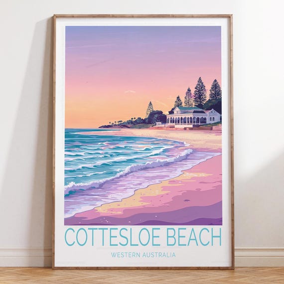 Cottesloe Beach Western Australia Travel Poster Wall Art Print Home Decor