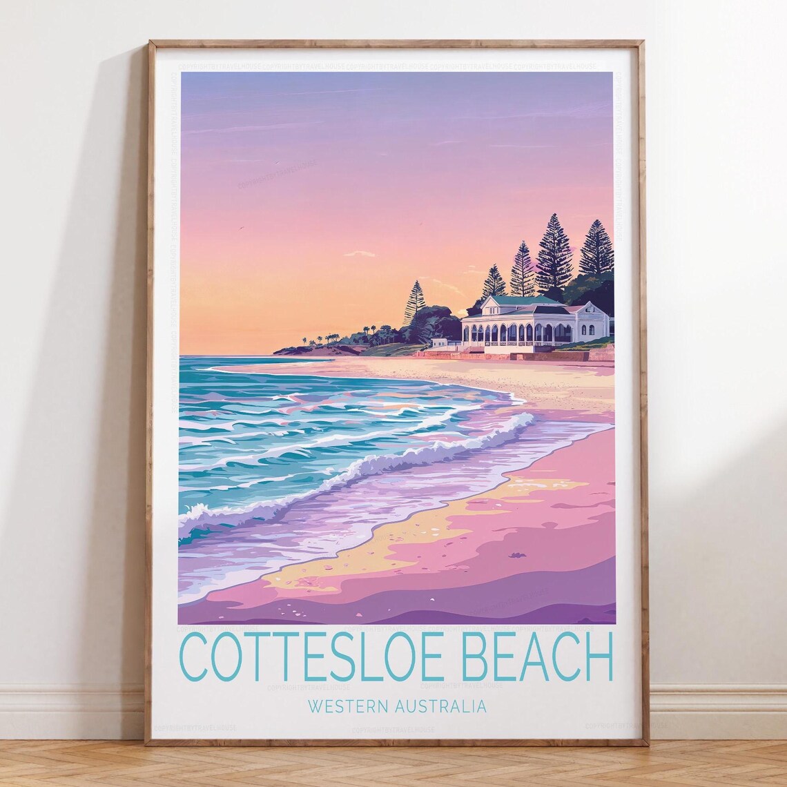 Cottesloe Beach Western Australia Sunset Waves Travel Poster