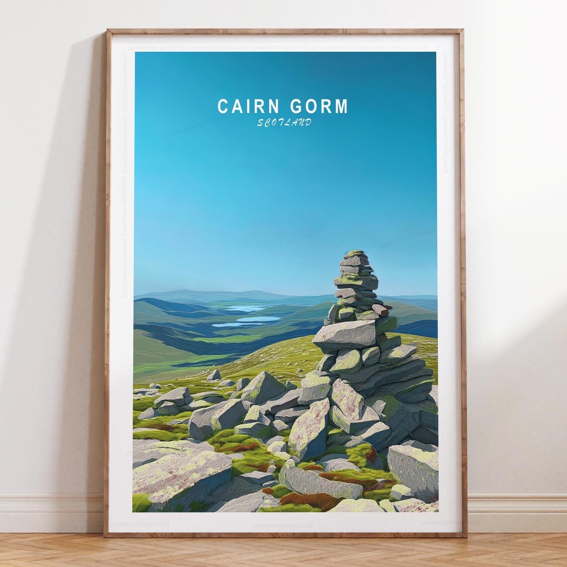 Cairn Gorm Scotland Blue Sky Summit Cairn Travel Wall Poster