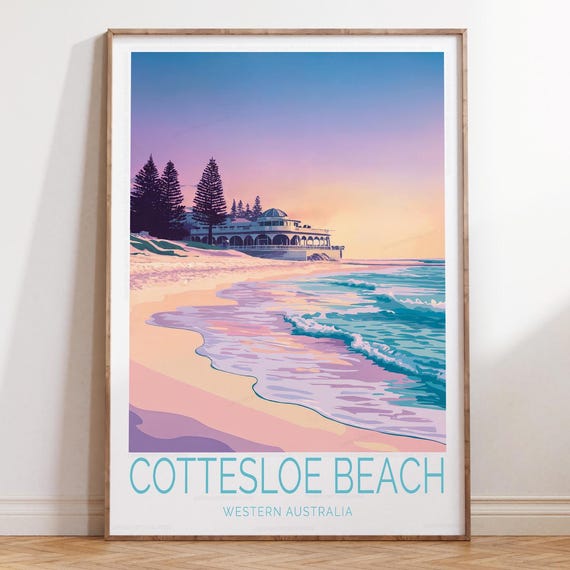 Cottesloe Beach Western Australia Travel Print Wall Art Poster Wedding Gifts