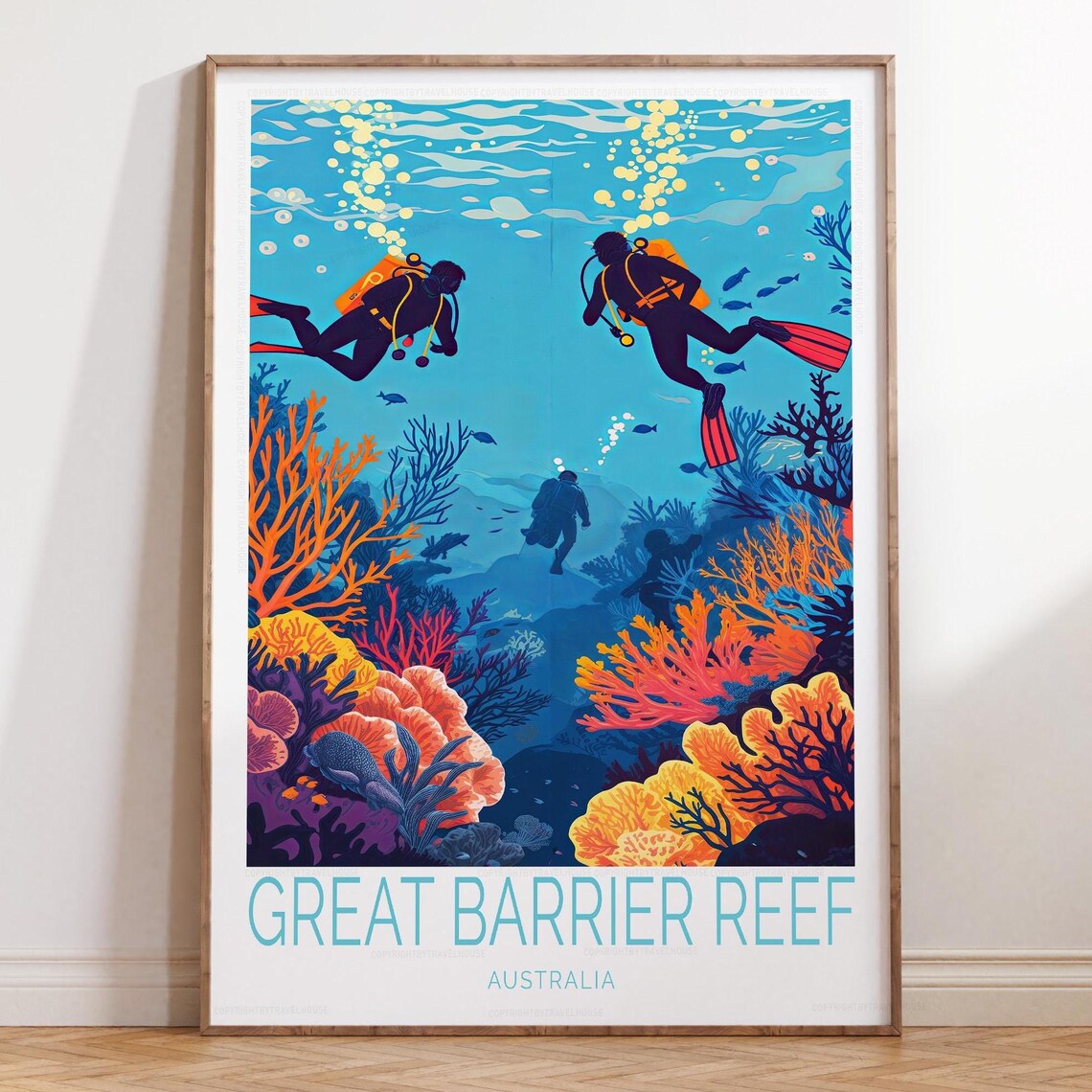 Great Barrier Reef Australia Travel Poster, Home Decor