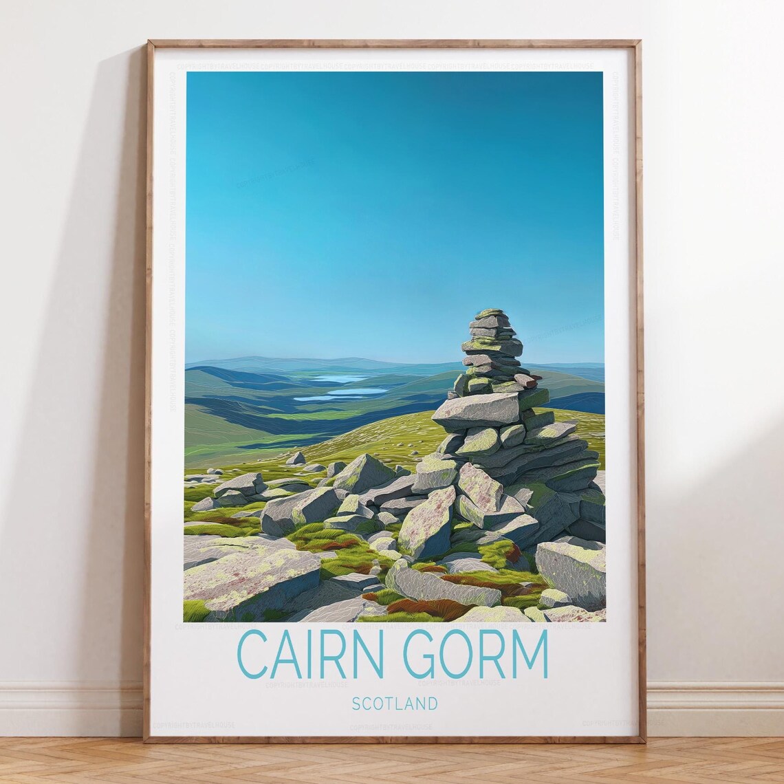Cairn Gorm Scotland Rocky Summit Cairn Stones Travel Art Poster