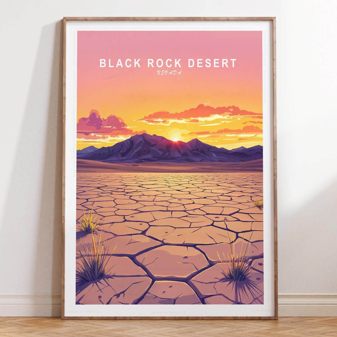 Black Rock Desert Nevada Bright Pink Sunset Playa Travel Art Print