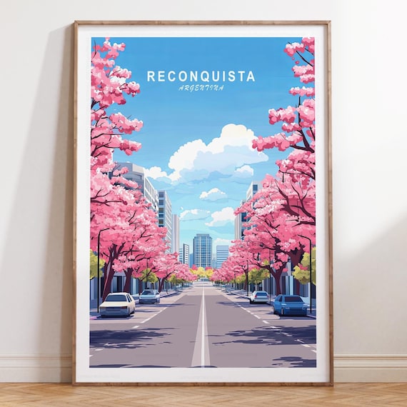 Reconquista Argentina Pink Blossom Avenue Towering Clouds Sky Poster