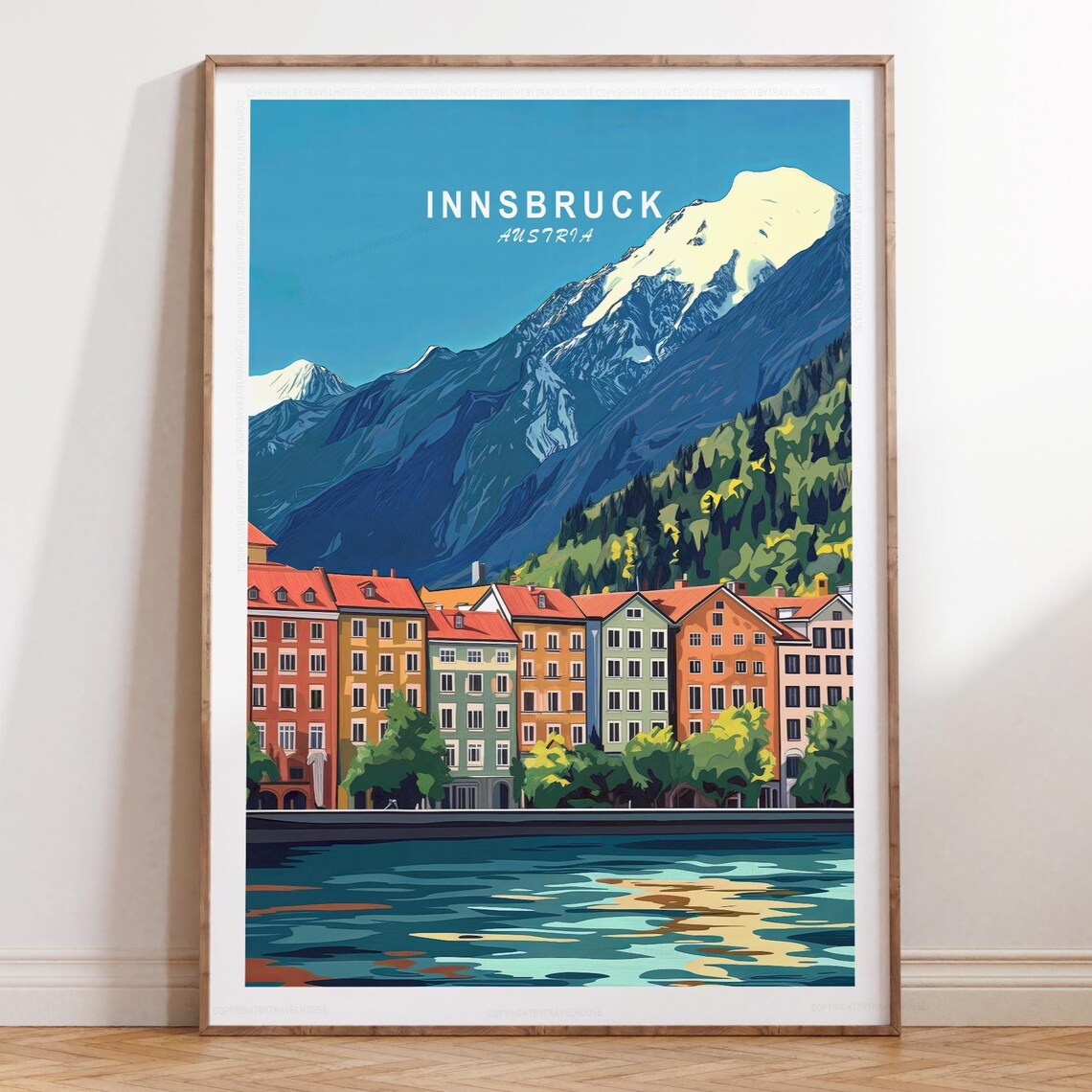 Innsbruck Austria Skyline View With Colorful Old Town Houses Poster