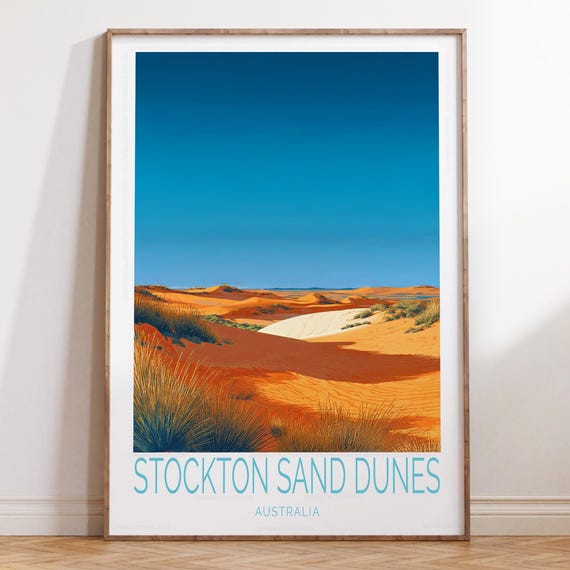 Stockton Sand Dunes Australia Travel Poster Print Wall Art Home Decor