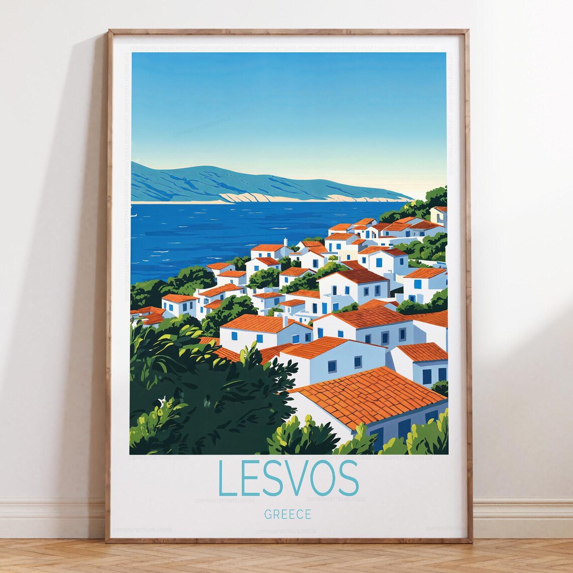 Lesvos Greece Whitewashed Island Village Aegean Coast Poster