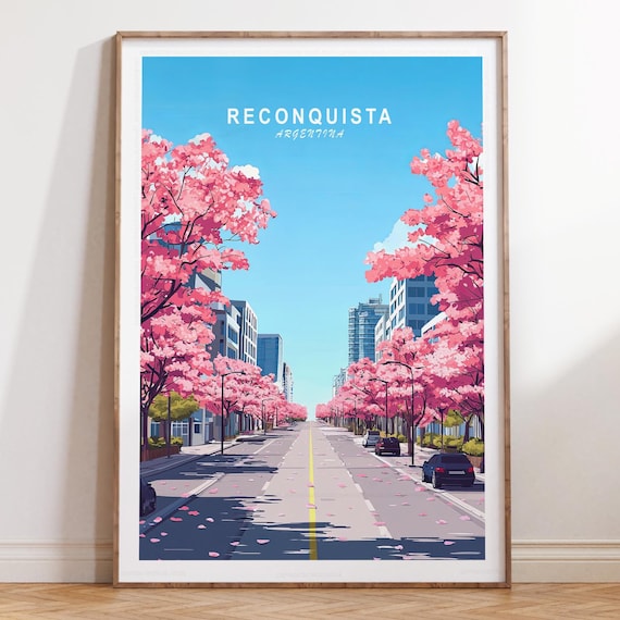 Reconquista Argentina Pink Blossom Boulevard Petal Covered Road Poster