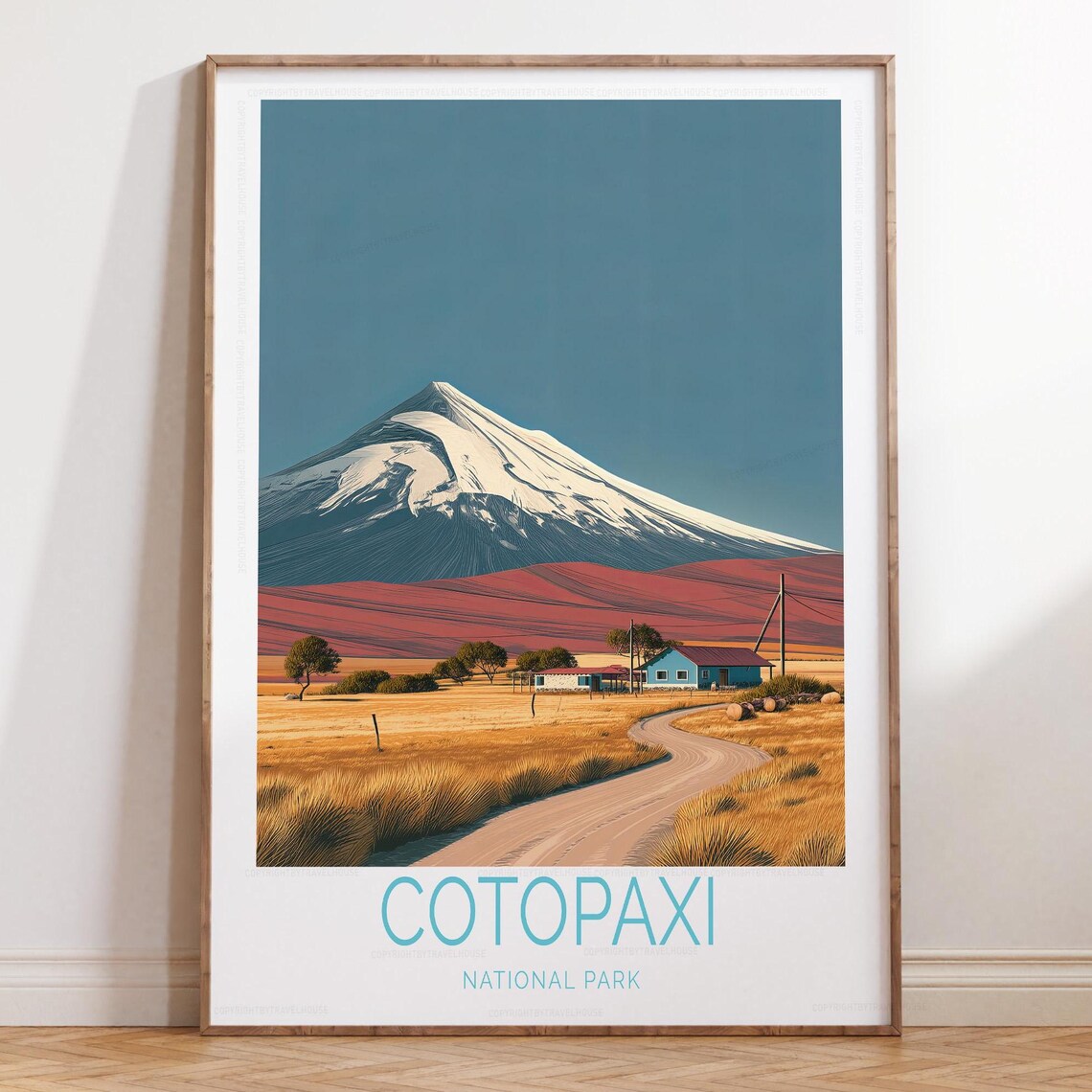 Cotopaxi National Park Ecuador Volcano Road Landscape Travel Poster