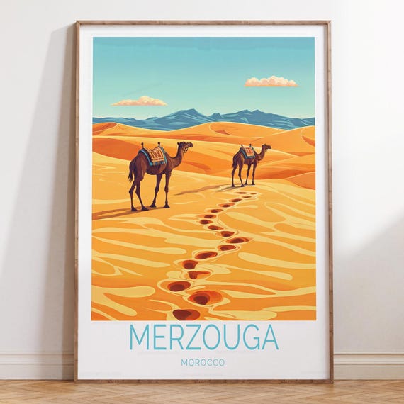 Merzouga Morocco Wall Art Print Travel Poster Housewarming Gifts Wedding Present