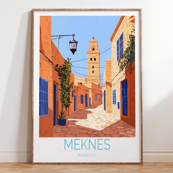 Meknes Morocco Travel Poster Wall Art Print Custom Home Decor Gifts