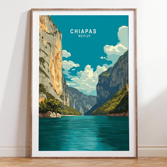 Chiapas Travel Print Wall Art Mexico Poster Minimalist Wedding Gifts