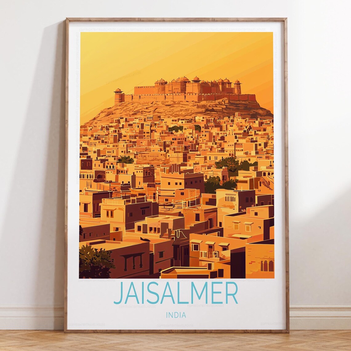 Jaisalmer India Golden City Hilltop Fort Minimalist Travel Art Poster