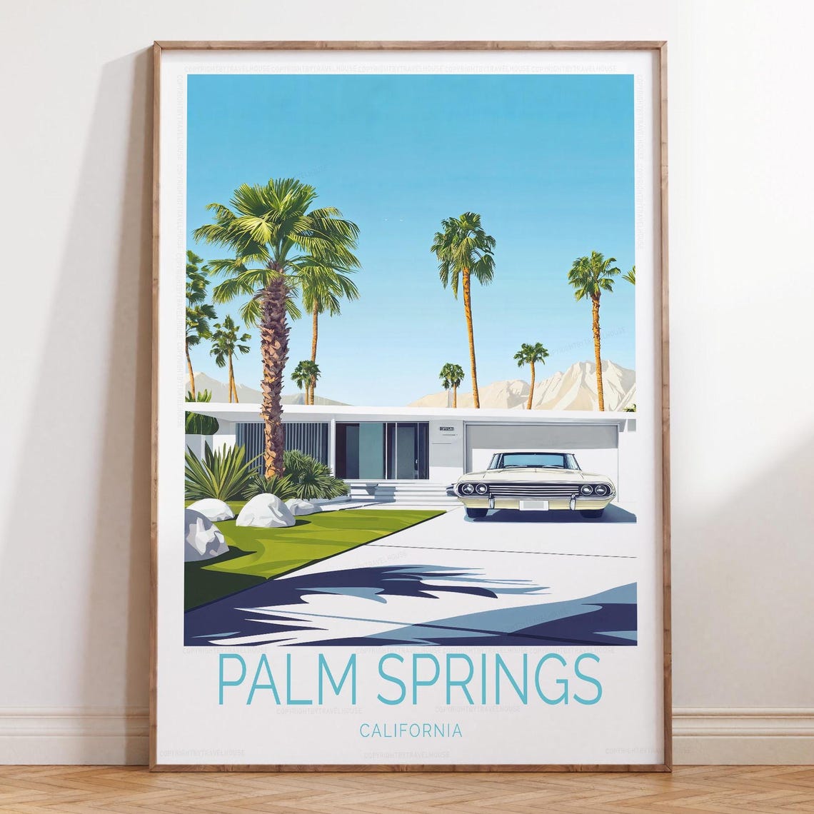 Palm Springs California Mid Century Modern House Palms Poster