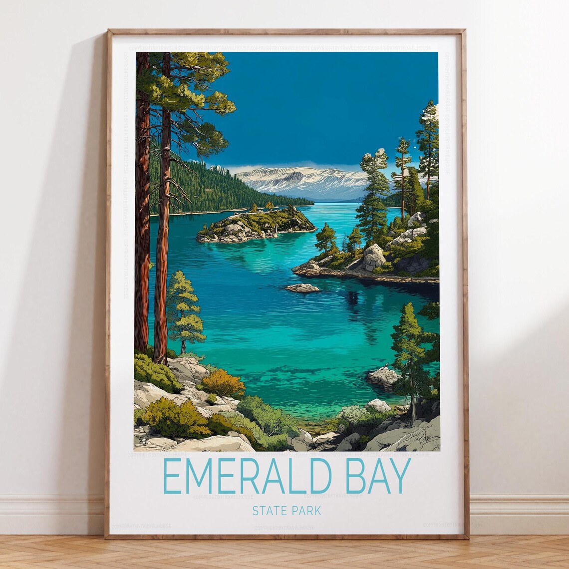 Emerald Bay State Park Turquoise Lake Pine Vista Travel Poster