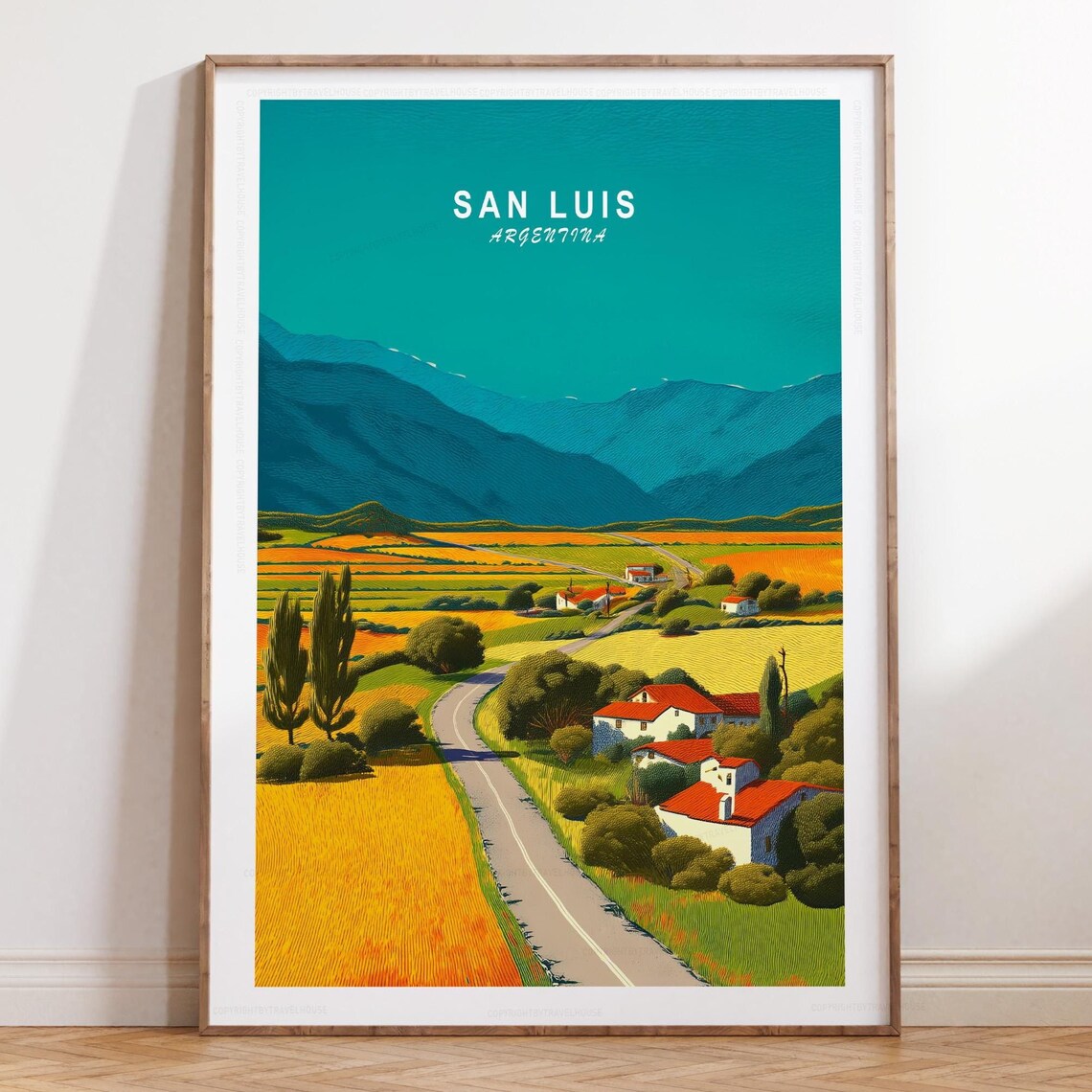 San Luis Argentina Winding Country Road Farms Mountainscape Poster