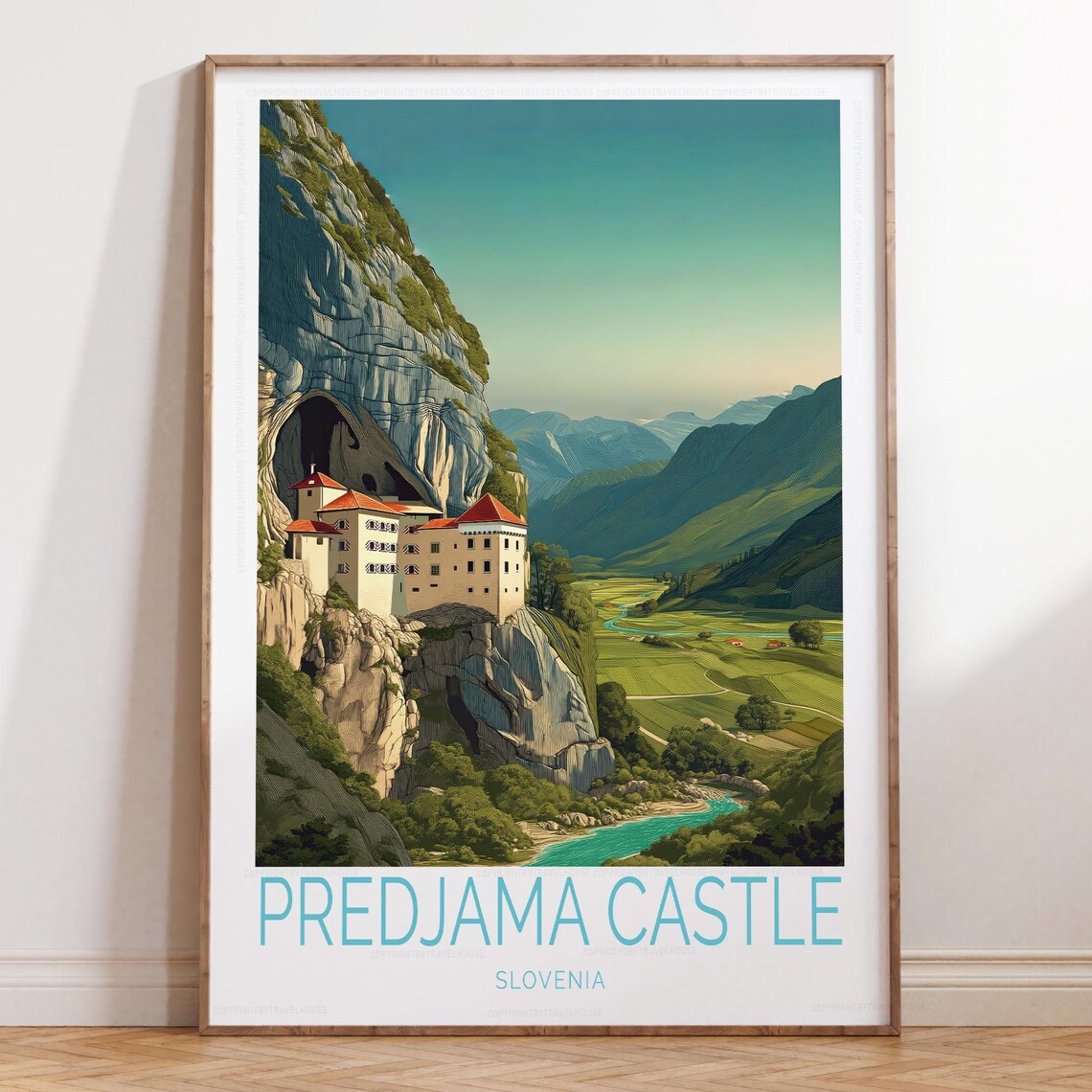 Predjama Castle Slovenia Cliffside Cave Fortress Travel Poster
