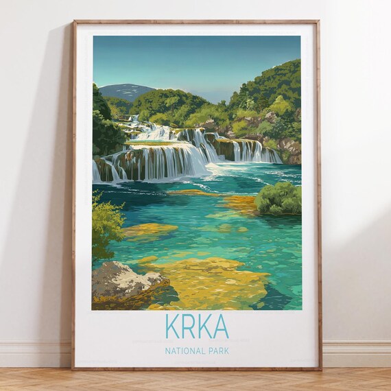 Krka National Park Croatia Wide Waterfall Cascades River Poster