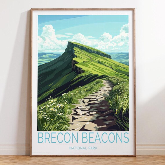 Brecon Beacons National Park Green Mountain Trail Art Poster