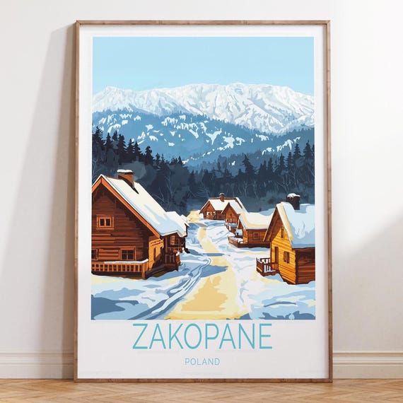 Zakopane Poland Wall Art Print Skiing Poster Winter House Warming Gifts Birthday Present
