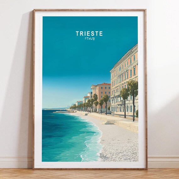 Trieste Italy Seafront Travel Poster Adriatic Coast Cityscape