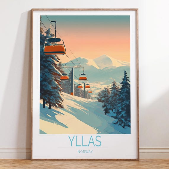 Yllas Norway Wall Art Print Winter Ski Poster House Warming Gifts Personalised Travel