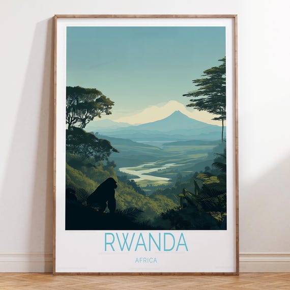 Rwanda Africa Travel Print Wall Art Poster House Warming Gifts Personalized