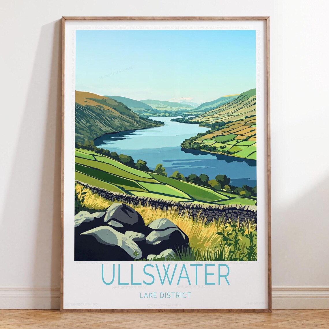 Ullswater Lake District Valley View Illustrated Travel Poster