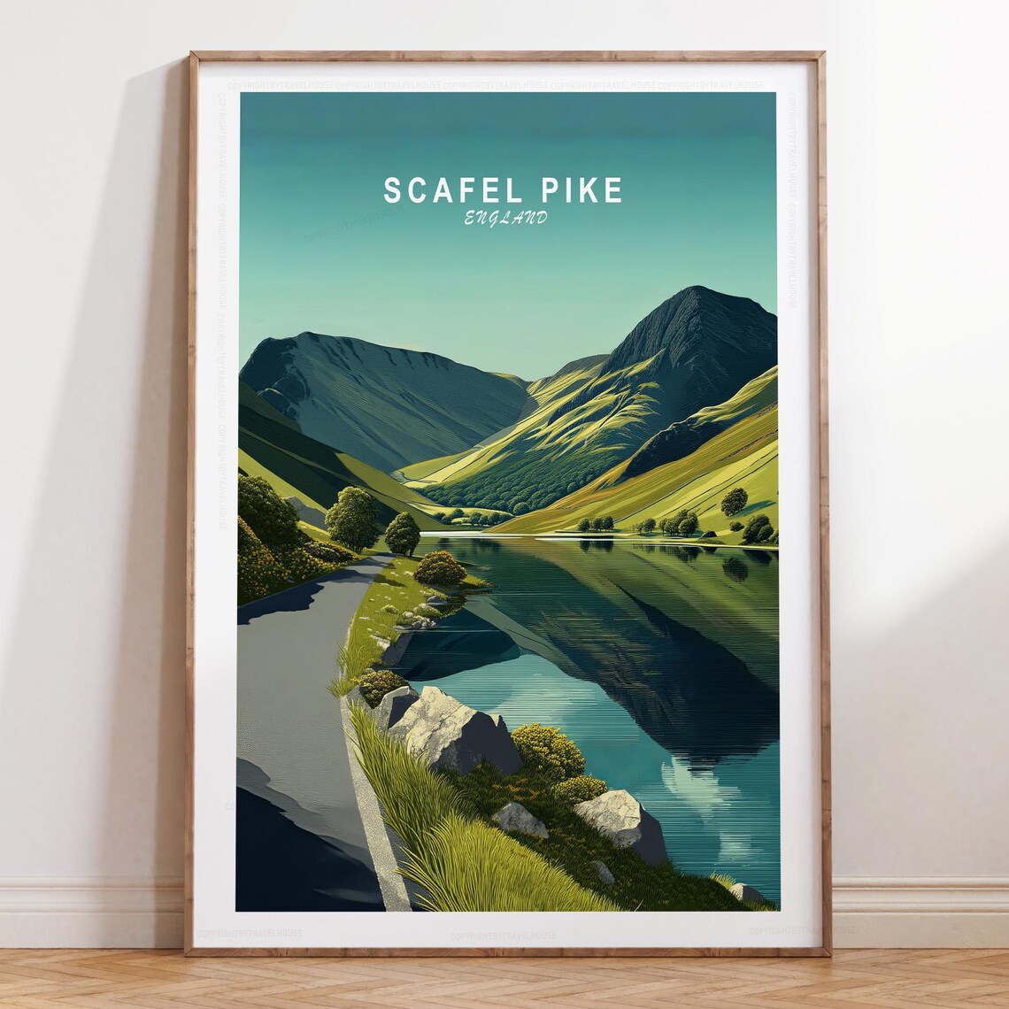 Scafell Pike England Lake District Mountain Valley Travel Poster