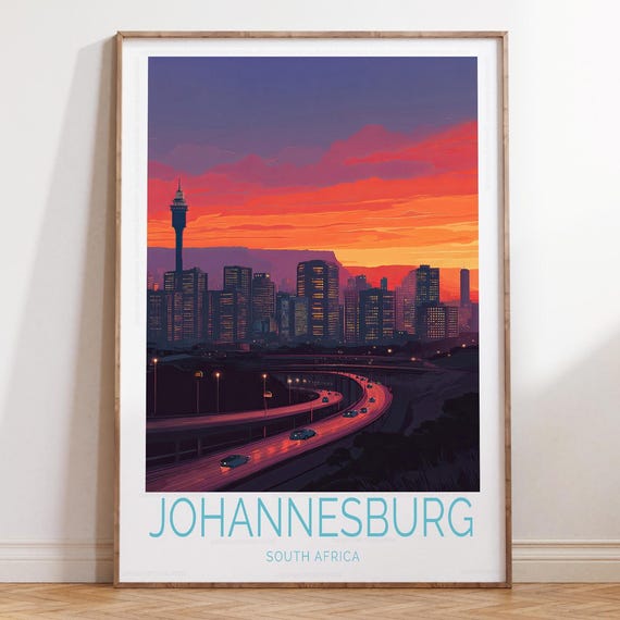 Johannesburg South Africa Travel Poster Print Home Decor Birthday Gifts